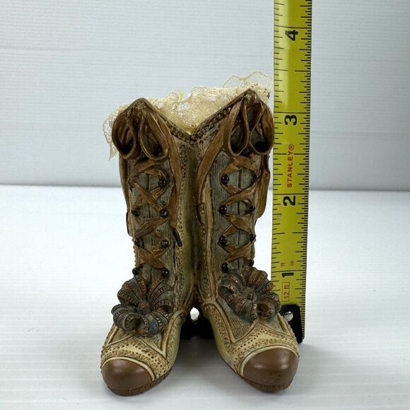Louis Nichole 1999 Victorian Boots Ornament Christmas Vintage Lace Bow - Picture 8 of 11
